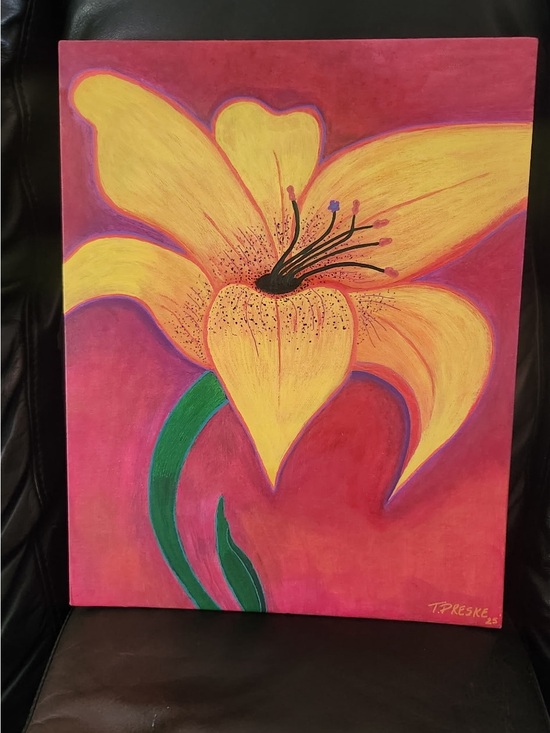 Other - Firm price.  Hand-Painted Yellow Lily Canvas Wall Art by